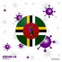be för dominica covid19 coronavirus typografi flagga stanna kvar Hem stanna kvar friska ta vård av din egen hälsa vektor