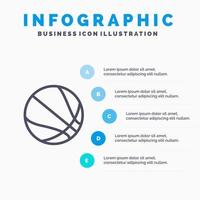 Bildung Ball Basketball Liniensymbol mit 5 Schritten Präsentation Infografiken Hintergrund vektor