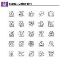 25 Digital Marketing Icon Set Vektorhintergrund vektor