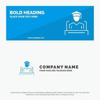 cap bildung abschlussrede solide symbol website banner und business logo template vektor