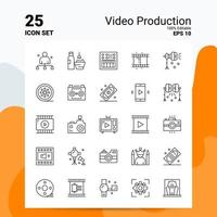 25 Videoproduktions-Icon-Set 100 bearbeitbare eps 10 Dateien Business-Logo-Konzept-Ideen-Line-Icon-Design vektor