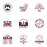 Happy Fathers Day 9 schwarz-rosa Schriftzug Happy Fathers Day editierbare Vektordesign-Elemente vektor