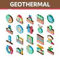 isometrische symbole der geothermie setzen vektor
