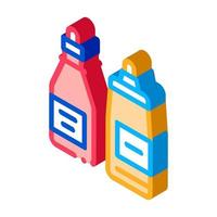 ketchup och majonnäs sås flaskor isometrisk ikon vektor illustration