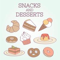 Handgezeichnete Snacks und Desserts Vektor