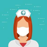 Krankenschwester mit einer Gesichtsmaske Avatar Charakter vektor