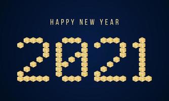 Gold frohes neues Jahr 2021 Vektorblock Typografie. Feiertagsgrußkartenillustration. geometrische Neujahrsplakate wie elektronische Anzeigetafel. vektor