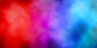 ljusblå, röd vektorbakgrund med färgglada stjärnor. vektor