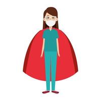 kvinnlig läkare som bär en ansiktsmask som en superhjälte vektor