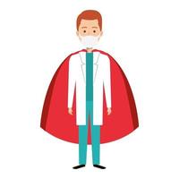 manlig läkare som bär en ansiktsmask som en superhjälte vektor