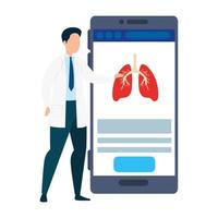 Online-Medizin mit Arzt auf dem Smartphone vektor