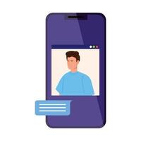 Mann in einer Videokonferenz über Smartphone vektor