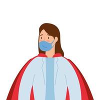 kvinnlig läkare som bär en ansiktsmask som en superhjälte vektor