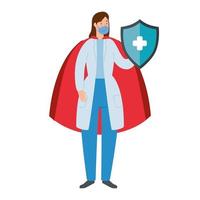 kvinnlig läkare som en superhjälte vektor