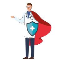 manlig läkare som en superhjälte vektor