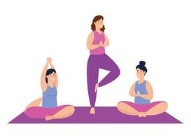 Frauen, die zusammen trainieren und Yoga machen vektor