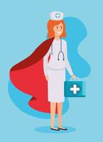 kvinnlig sjuksköterska som en superhjälte vektor