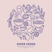 Vektor Super Foods Umriss Illustration