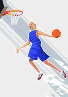 Übertriebener Basketballspieler vektor