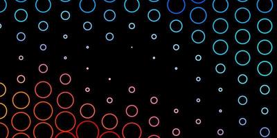 mörkblå, röd vektorbakgrund med cirklar. vektor