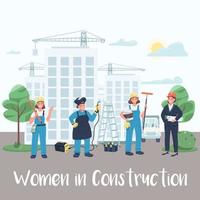 weibliche Baustellenarbeiter postieren vektor