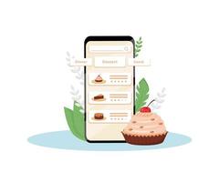 Online-Desserts Qualitätsbewertung mobile Anwendung flache Konzept Vektor-Illustration vektor