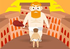 David och Goliath Vector Illustration