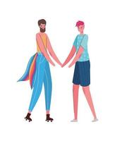 Frau und Mann Cartoon mit Kostüm und lgtbi Flagge Vektor-Design vektor