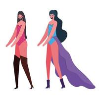 Transvestit Männer Cartoons mit Kostümen Vektor-Design vektor