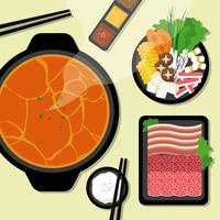 Hotpot och ingredienser illustration vektor