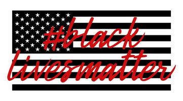 USAs nationella flaggfärger och bokstäver svart liv betyder. symbol för protest. textmeddelande för protesthandling. vektor illustration