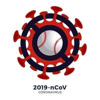 baseball vektor tecken försiktighet coronavirus. stoppa 2019-ncov-utbrottet. koronavirus fara och folkhälsorisk sjukdom och influensautbrott. avbokning av sportevenemang och matchkoncept
