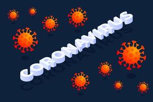 Coronavirus-Text im isometrischen Stil Banner. Coronavirus geschrieben in Typografie Poster Design. Pandemie, Medizin, Gesundheitswesen, Infektiosität, Virologie, Epidemiologie Konzept. Coronavirus 2019-ncov. vektor