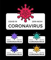 Satz von Coronavirus-Pandemie-Abzeichen. Gesundheits- und medizinische Vektorillustration. Ausbreitung des Covid-19-Virus. Stop Coronavirus T-Shirt Design-Konzept. vektor