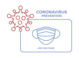 Banner Gesichtsmaske Symbol Prävention Coronavirus. Konzeptschutz covid-19 Zeichenvektorillustration. Hintergrund des Covid-19-Präventionsdesigns. vektor