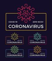 uppsättning coronavirus pandemiska märken. hälso- och medicinsk vektorillustration. spridning av covid-19-virusutbrott. stoppa coronavirus t-shirt designkoncept. vektor