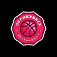 Vektor Basketball Liga Logo mit Ball. rosa Farbe Sportabzeichen für Turniermeisterschaft oder Liga