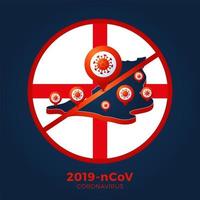 England Flagge isometrische Karte Zeichen Vorsicht Coronavirus. Stopp des Ausbruchs 2019-ncov. Coronavirus-Gefahr und Risiko für die öffentliche Gesundheit Krankheit und Grippeausbruch. pandemisches medizinisches Konzept. Vektorillustration. vektor