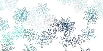 ljusblå, grön vektor doodle mall med blommor.