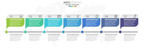 Timeline-Infografiken mit Schritt- und Marketing-Symbolen vektor