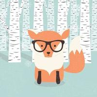 Frohe Weihnachten Postkarte mit Hipster niedlichen orange Fuchs im Wald vektor