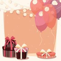 Geburtstagshintergrund mit Geschenken und Luftballons vektor