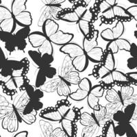 sömlösa mönster med handritade fjärilar vektor