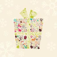 dekorativ julkartongask med renar, snöflingor och blommor vektor
