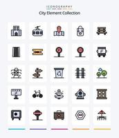 Creative City Element Collection 25 Zeilen gefülltes Icon Pack wie Bank. Reise. Tourismus. Tasche. Reise vektor