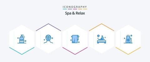 Spa und Entspannung 25 blaue Icon-Packs inklusive Schönheit. Tisch. Entspannung. Spa. Handtuch vektor