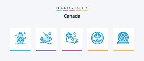 Canada Blue 5 Icon Pack inklusive Dome. Kanada. Karte. Gebäude. Blatt. kreatives Symboldesign vektor