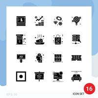 16 universelle solide Glyphenzeichen Symbole der Energie kreative Marketingausrüstung Hochzeit editierbare Vektordesign-Elemente vektor