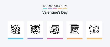 Valentinstag Linie 5 Icon Pack inklusive Wohltätigkeit. Liebe. Liebe. Herz. Hochzeit. kreatives Symboldesign vektor