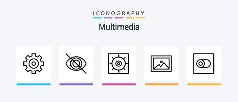 multimedia linje 5 ikon packa Inklusive . växla. man. kreativ ikoner design vektor